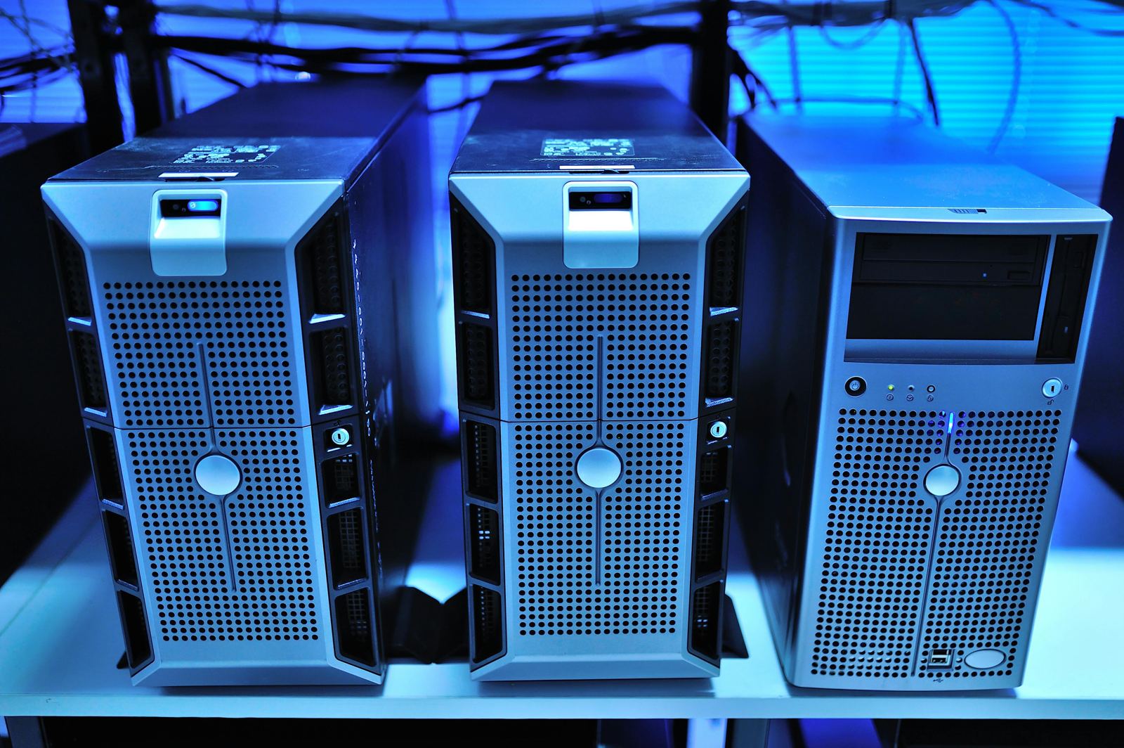 Rack-mounted servers in a hosting environment