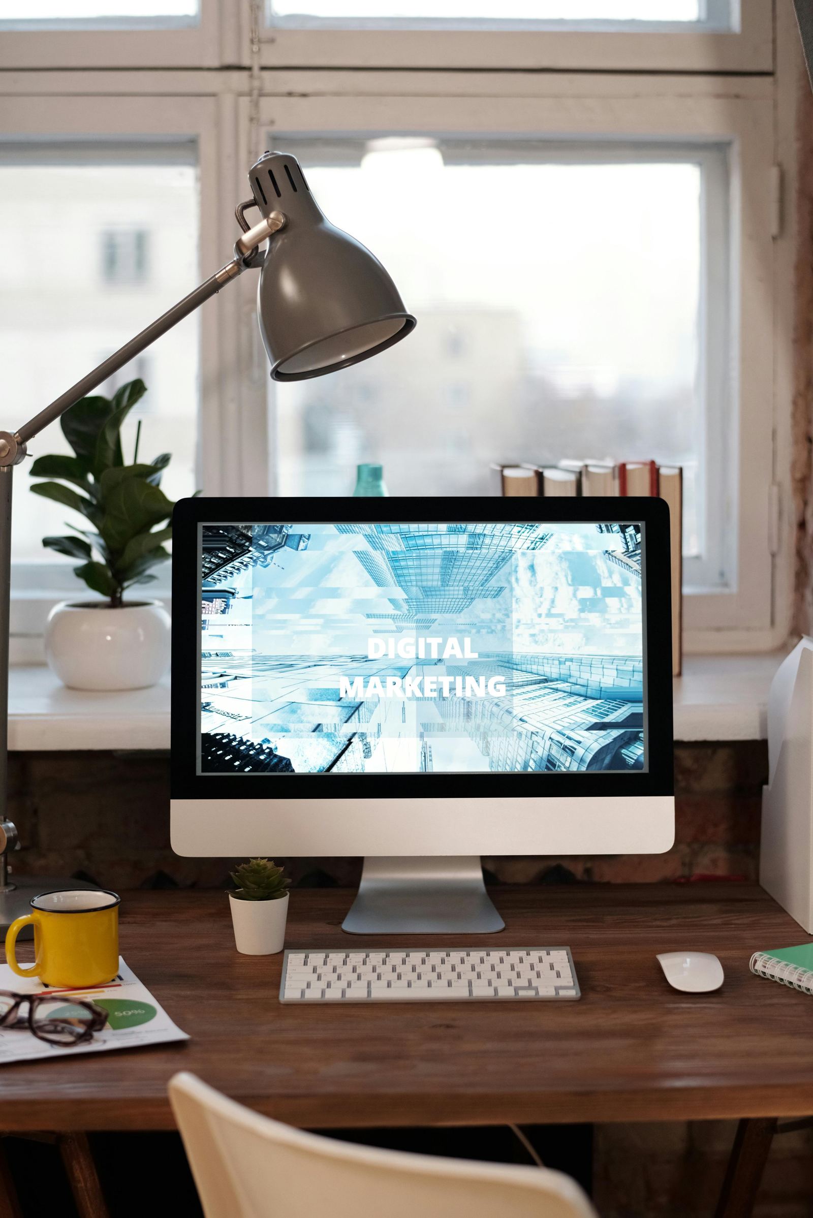Modern desktop workspace for digital redesign and creative work